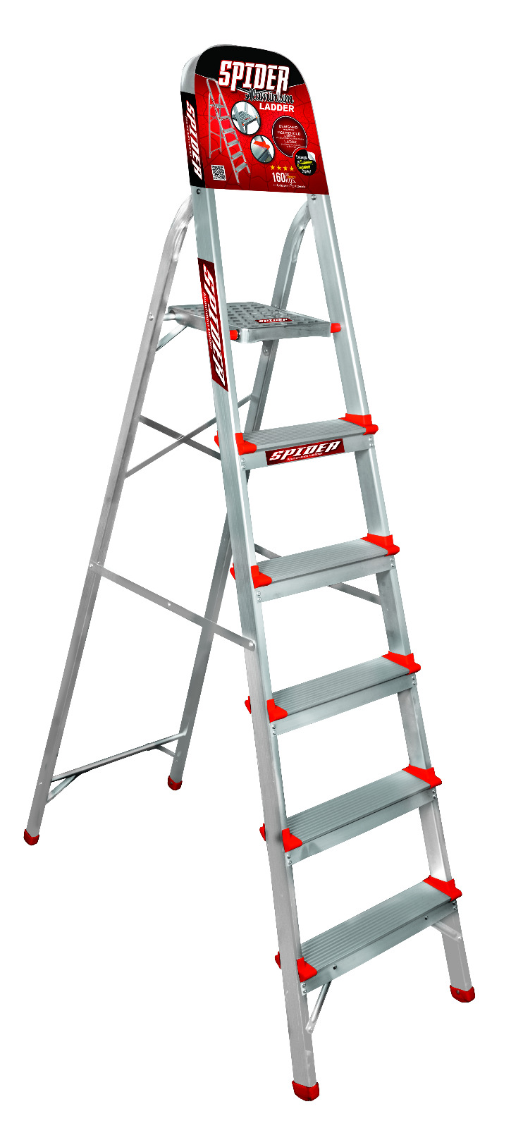 Picture of High Quality 5 Step Aluminium Folding Ladder – Strong Durable Non Slip Safe Portable for Home and Office