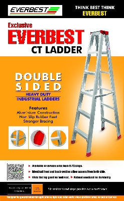 Picture of High Quality Double Sided Heavy Duty Industrial Ladder 6 to 23 Steps Strong Durable Safe Multipurpose Work Ladder