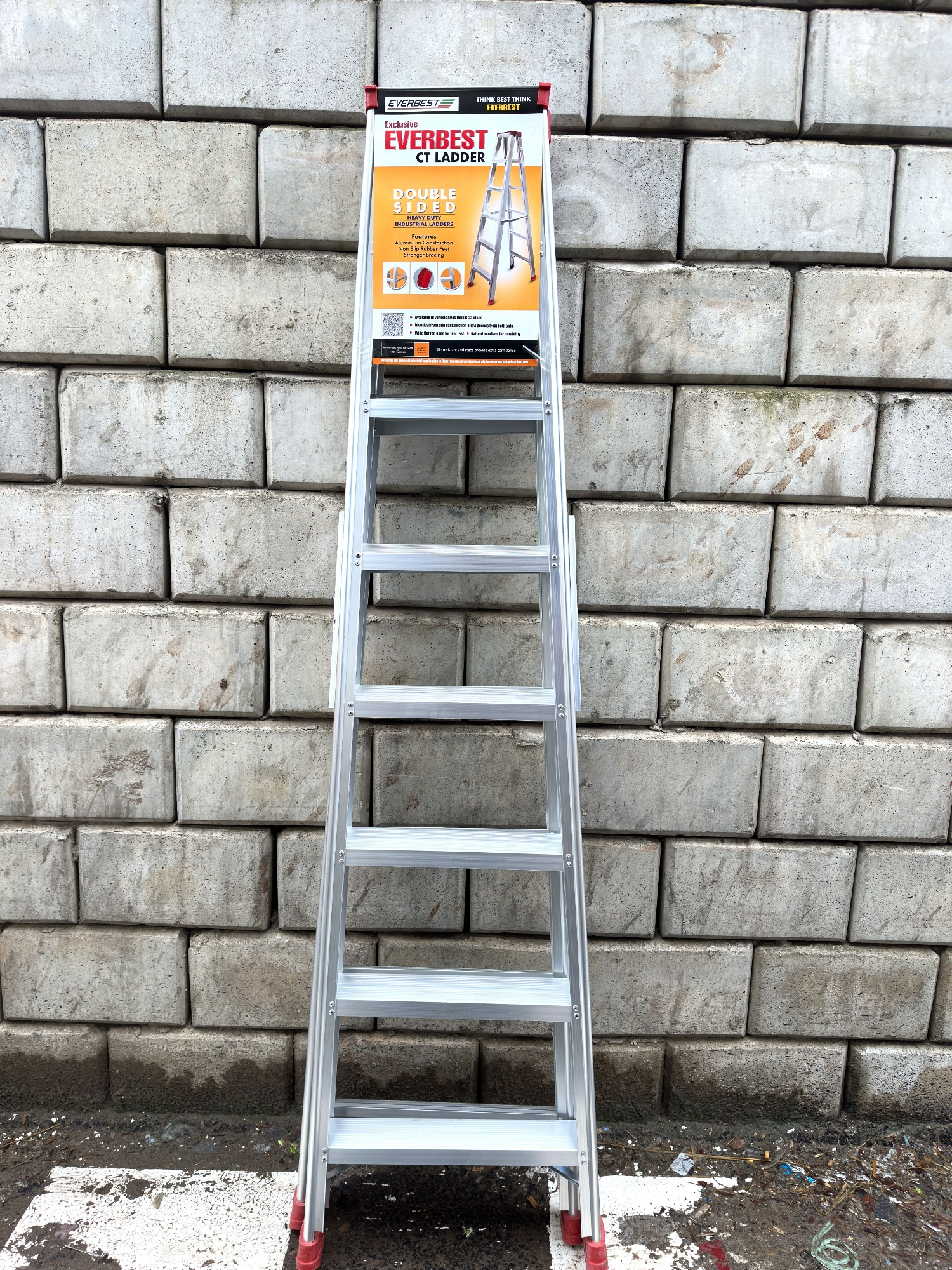 Picture of High Quality Double Sided Heavy Duty Industrial Ladder 6 to 23 Steps Strong Durable Safe Multipurpose Work Ladder
