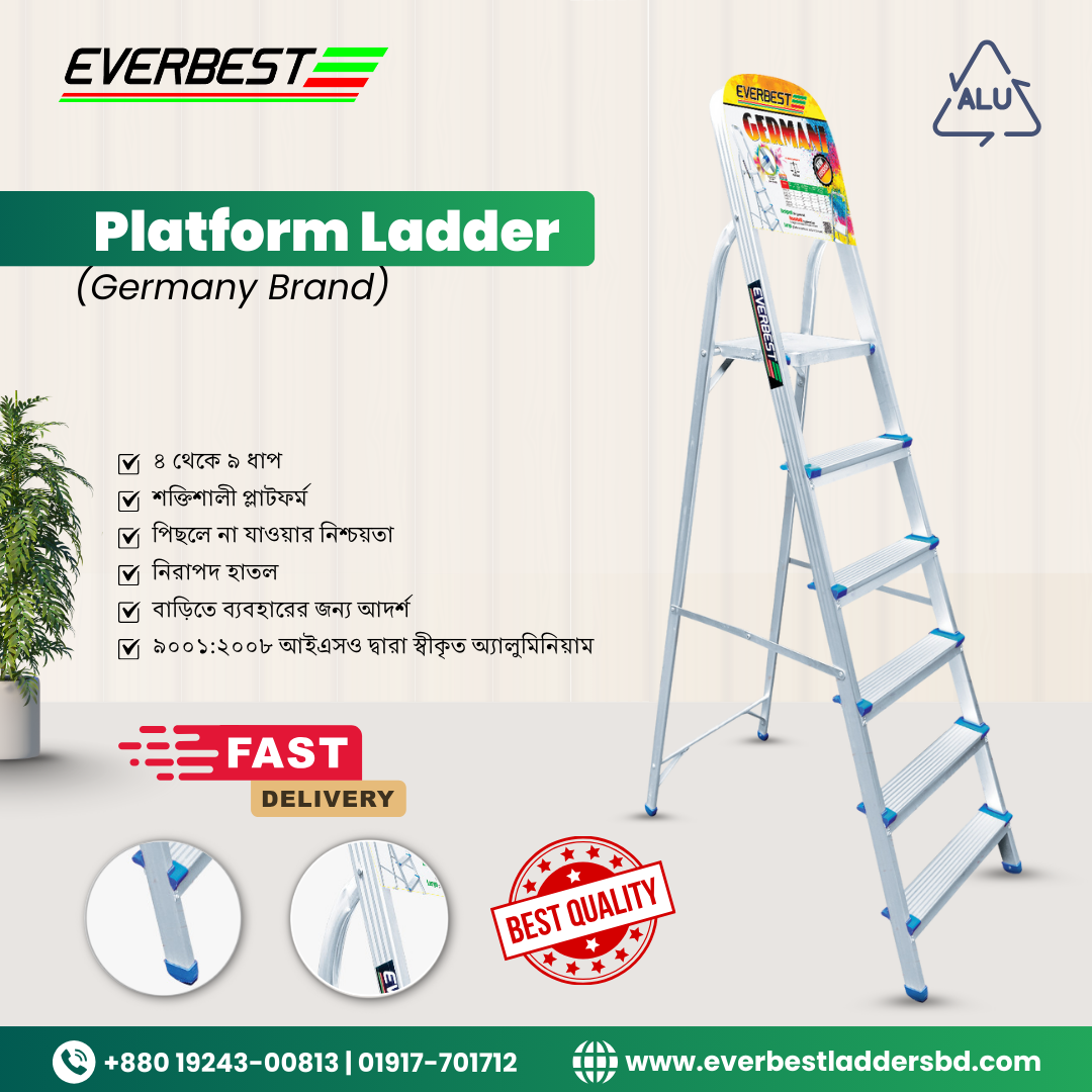 Picture of 7-Step Aluminum Platform Ladder – Safe & Durable Home Ladder m Ladder (Multipurpose Usable)