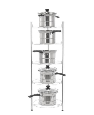 Picture of Kitchen Life 5-Tier Pot Stand – Silver | Heavy Duty Storage Rack