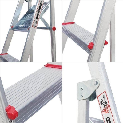 Picture of Double Sided Aluminum Ladder 15 Steps 12.5 Feet Heavy Duty Industrial Application – EVERBEST