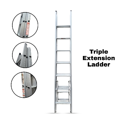 Picture of Everbest Triple Extension Aluminium Ladder – Heavy-Duty, Safe & Extendable