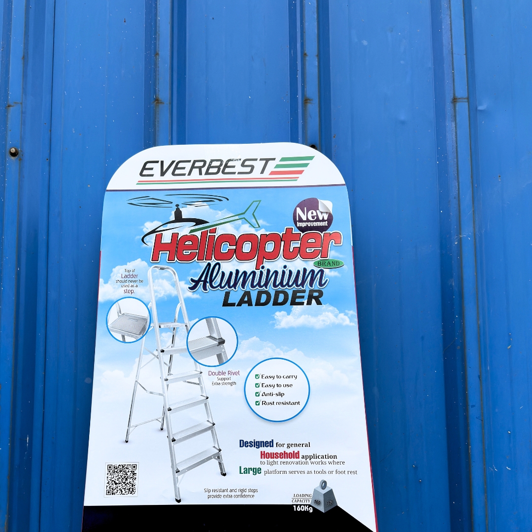 Picture of Helicopter Brand Aluminum Safety Ladder with 3-10 Steps, Platform & Rails – Durable