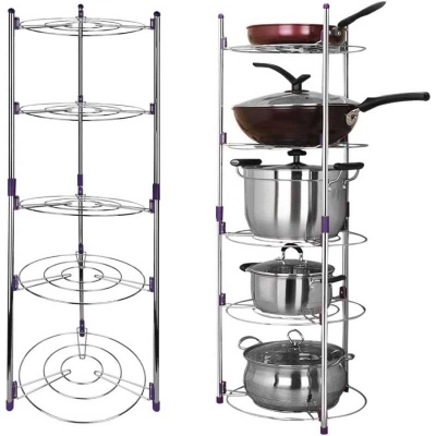 Picture of Stainless Steel 5 Layer Kitchen Rack | Heavy Duty Pots & Pan Organizer | Durable, Rust-Resistant Storage Shelf | EVERBEST Bangladesh