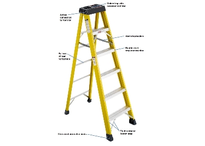 Picture of Professional Industrial Use –  Heavy Duty Double Sided Fiberglass Ladder (Yellow, 3.0 mm)  | EVERBEST LADDERS INDUSTRIES LTD