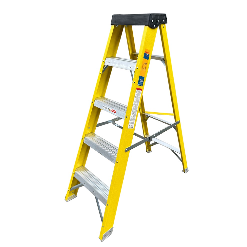 Picture of Professional Industrial Use –  Heavy Duty Double Sided Fiberglass Ladder (Yellow, 3.0 mm)  | EVERBEST LADDERS INDUSTRIES LTD