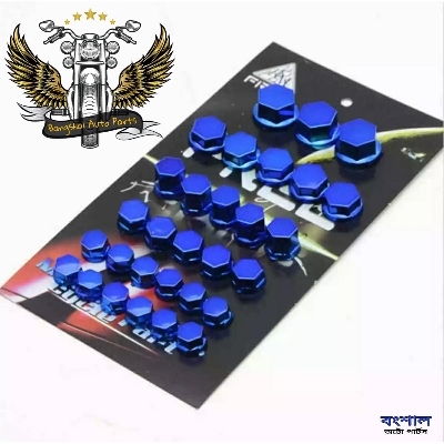 Picture of Blue  30Pcs Universal Motorcycle Screw Nut Bolt Cap Cover Kit/ Nut cover / Motorcycle Modification Accessories Head Screw Cover