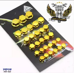 Golden 30Pcs Universal Motorcycle Screw Nut Bolt Cap Cover Kit Nut 