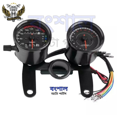 Picture of Cafe Racer Motorcycle Odometer Speedmeter Tachometer LED Speed Meter - Black