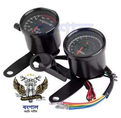 Picture of Cafe Racer Motorcycle Odometer Speedmeter Tachometer LED Speed Meter - Black