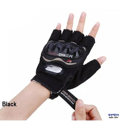 Picture of PRO Biker Half Fingered Hand Gloves/Riding Gloves Black Colour  For Motorcycle - Hand Gloves For Bike