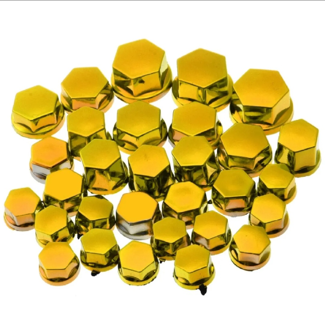 Picture of 30Pcs/Set Nut Cap for Motorcycle. Nut Bolt Cap Cover Motorbike Ornamental for Any Bike .Golden