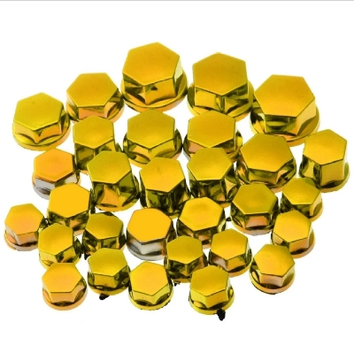 Picture of 30Pcs/Set Nut Cap for Motorcycle. Nut Bolt Cap Cover Motorbike Ornamental for Any Bike .Golden