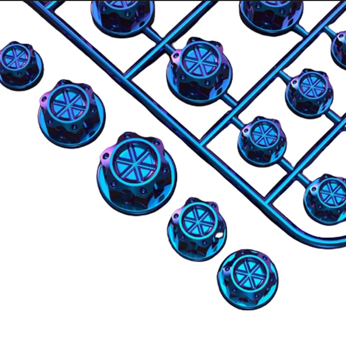 Picture of High Quality 30pcs/set Chrome Plating Plastic Screw Nut Cap for Motorcycle , Decoration item -Blue