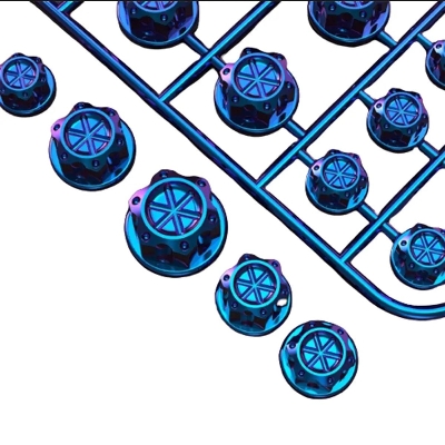 Picture of High Quality 30pcs/set Chrome Plating Plastic Screw Nut Cap for Motorcycle , Decoration item -Blue