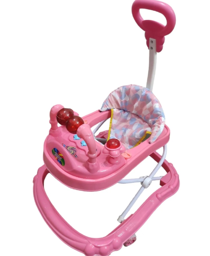 Picture of Baby musical walker with push Handle Mee Mee 360° Baby Activity Walker | 3 Level Adjustable Height, Foot Mat, Musical Detachable Toy Bar | Parental Push Handle, Anti-Rollover Folding Walker for Boys, Girls| 6-18 Months 15kg Cash On Delivery Availale