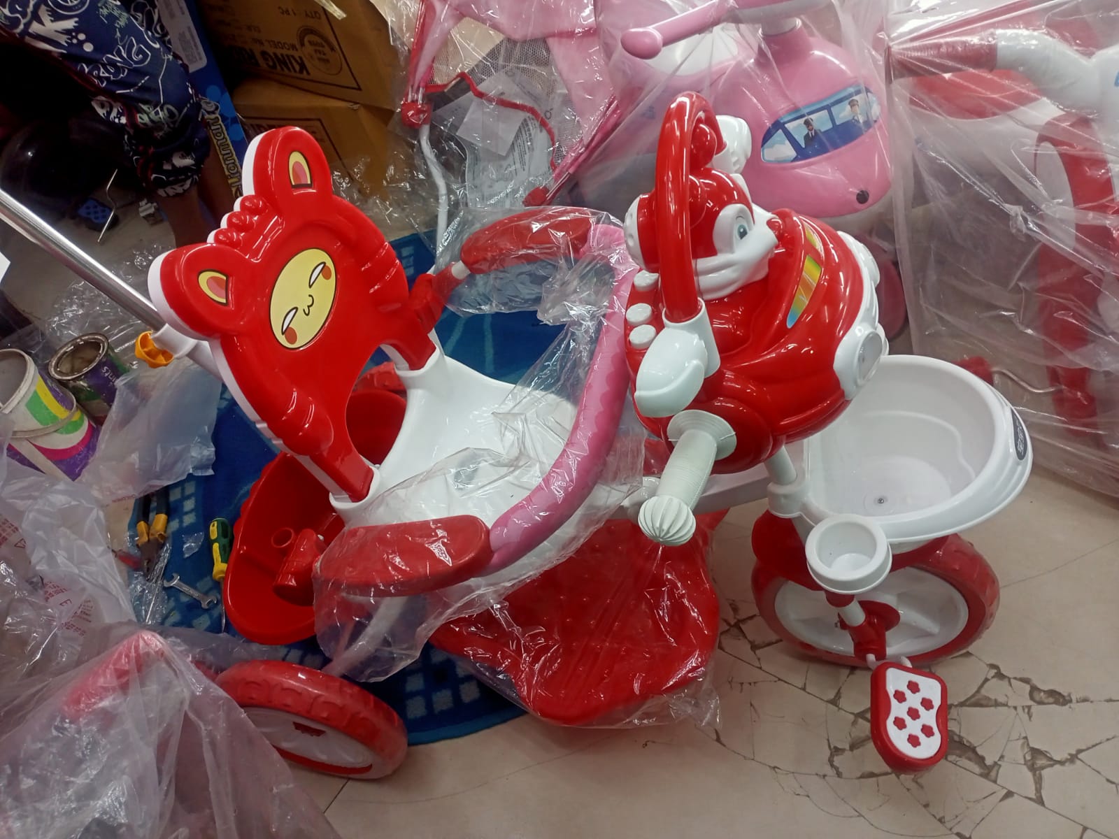 Picture of Baybee Kids Parent Control Push Handle With Umbrella Cruiser Pedal Go Kart Racing Ride On Toy Car For Baby With Curved Seat Baby Tricycle Kid'S Trike/Bicycle Children Tricycle For Boys & Girls Age 0-4 Years(Red)