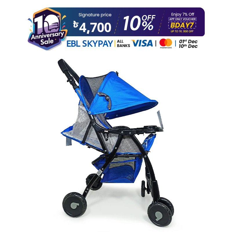 Picture of Lightweight Portable Baby Stroller Baby Trolley 722C Folding Pram for kids From Newborn to 3 Years With Back Rest, Food Tray & Wheel Lock