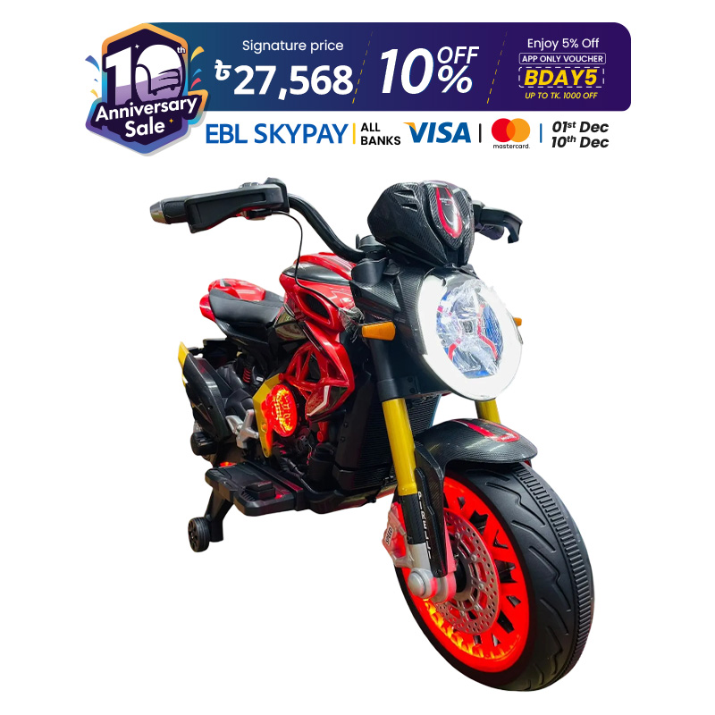 Picture of KTM Duke Pro Rechargeable Battery Operated Bike for Kids to Drive, Ride on Toy Kids Bike with Led Light, Music & USB | Baby Racing Battery Bike | Electric Bike for Kids 4 to 10 Years Boy Girl