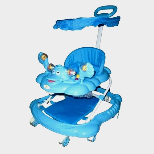 Picture of Mee Mee 360° Baby Activity Walker | 3 Level Adjustable Height, Foot Mat, Musical Detachable Toy Bar | Parental Push Handle, Anti-Rollover Folding Walker for Boys, Girls, Kids | 6-18 Months 15kg (Blue) Cash On Delivery Available