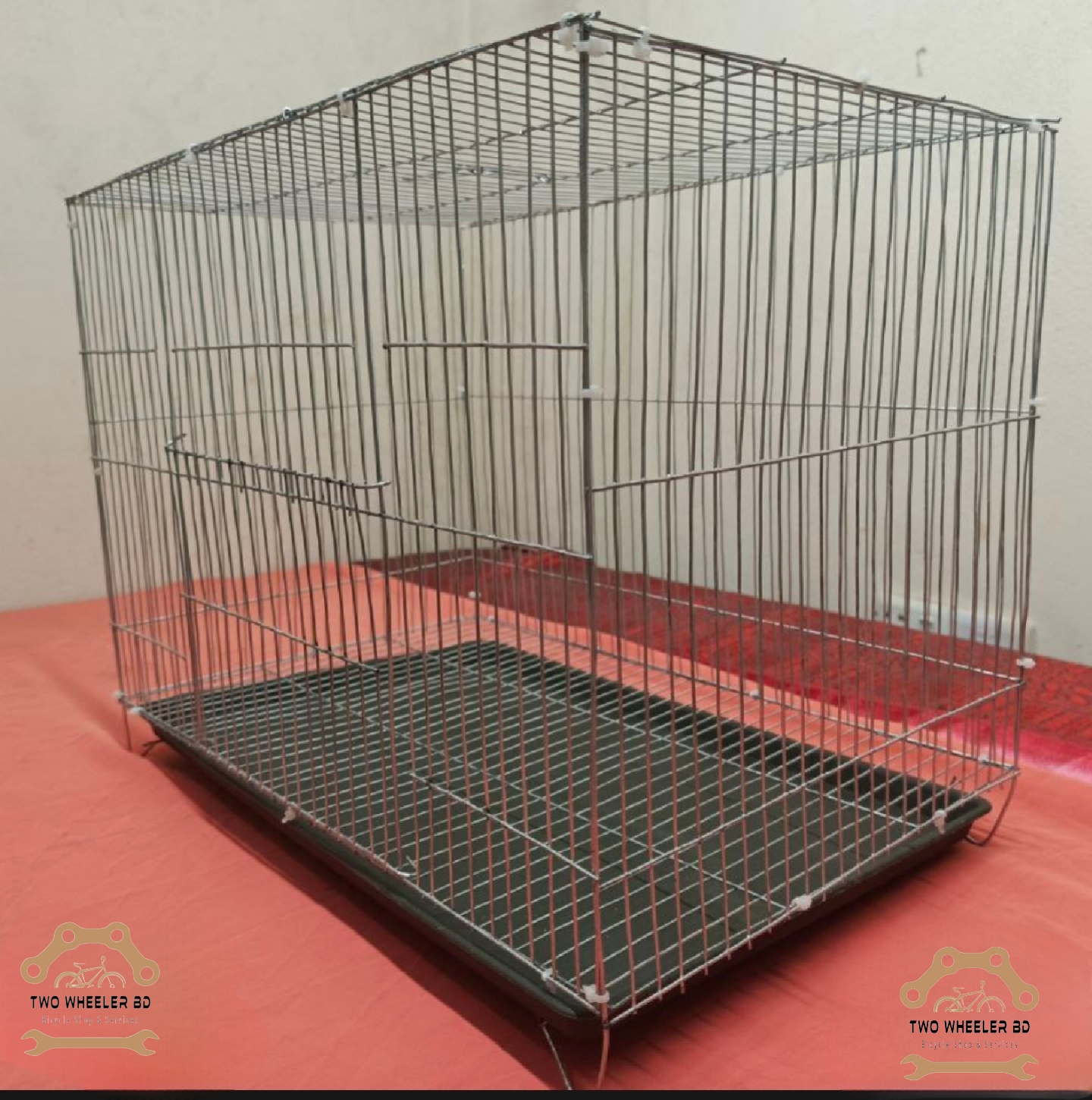 Picture of 18x12 or 20×16 or 24×18 Inches Folding Square 1/2 Inches Gape Cage With Double Tray for Pigeons, Rainbow Budgerigar , Cockatiel, Parrot Australia dove, Albino, lutino red eye , Myna, Tia, Chicken, Duck, Cat, Dog, Rabbit, Quail bird's cage in bangladesh