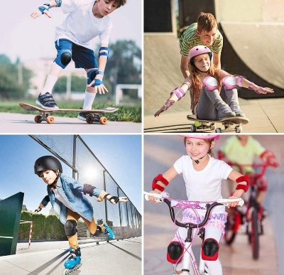 Picture of 7Pcs/set Boys & Girls Outdoor sport Protective Equipment Safety Guard Skate Cycling Safety Helmet Bicycle Helmet Protection Knee Elbow Pad