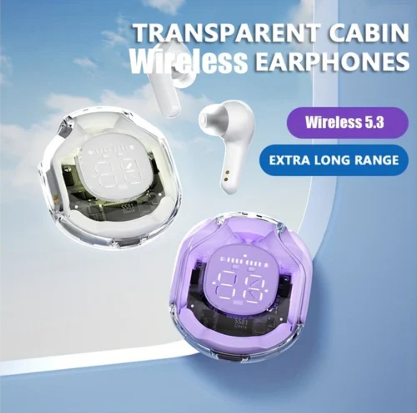 Picture of Ultra Pods max Earbuds Transparent TWS Bluetooth Earbuds BT Noise Cancelling Gaming Stereo sound earbuds High bass HD Mic Low Latency by Saimon Gadget & Electronics Ltd