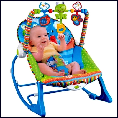 Picture of Toddler Baby Rocker with Musical Toy Bar and Vibration - Blue