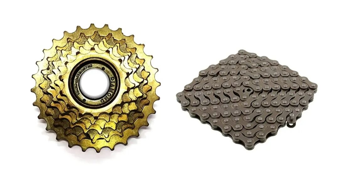 Picture of Bicycle Freewheel + Chain Combo of 7Speed Freewheel with 116 Links Chain for 7, 21 Speed Gear Cycle