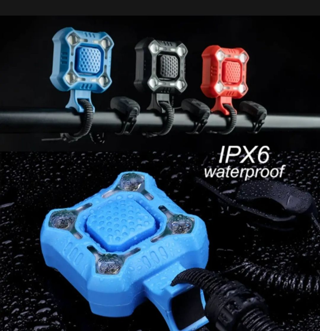 Picture of ওয়াটারপ্রুফ usb চার্জিং-সাইকেল অ্যাক্সেসোরিজ সহ হর্ন 4 led 1200mah বৈদ্যুতিক হর্ন বাইক ডিপার লাইট - cycle light