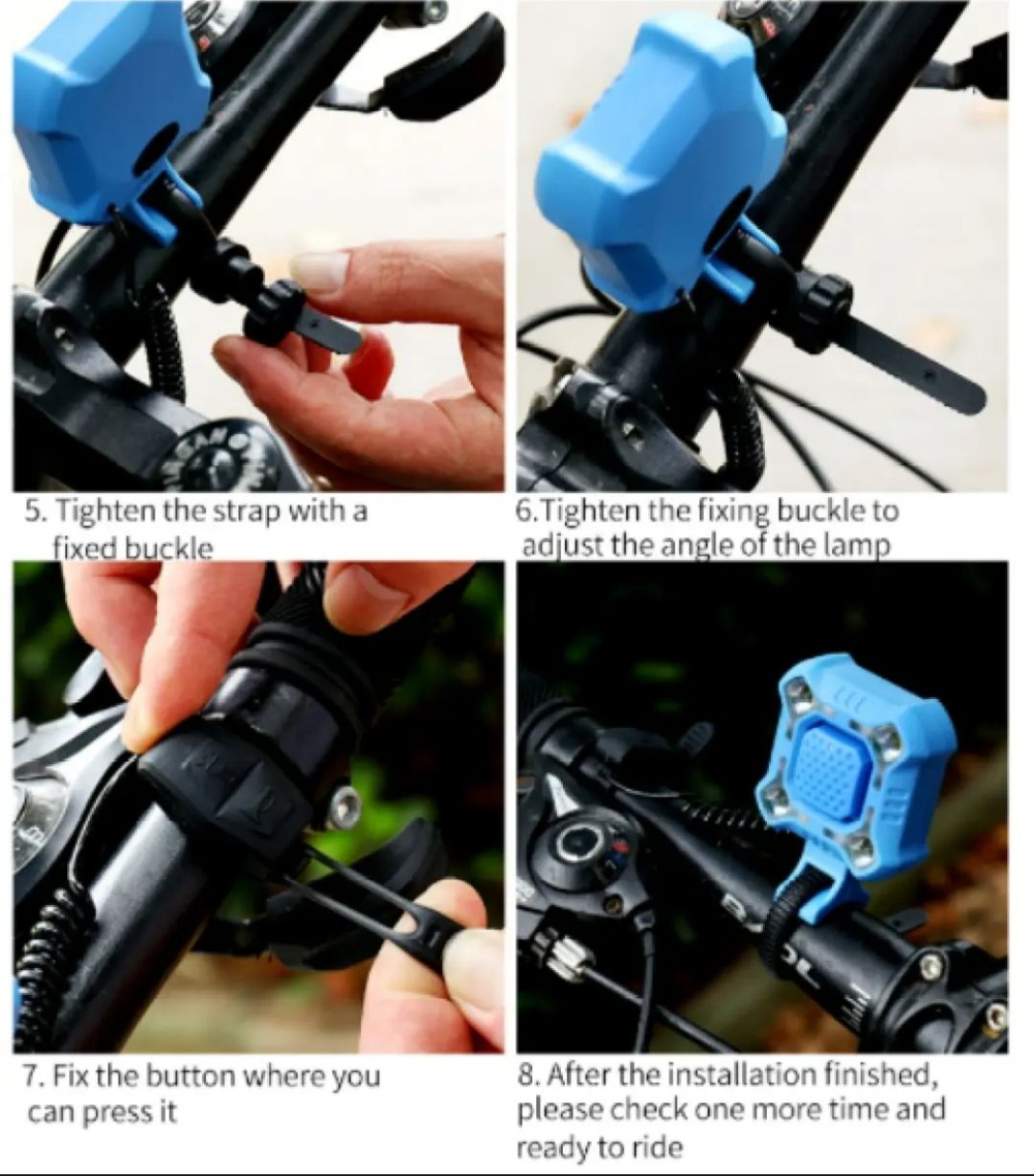 Picture of ওয়াটারপ্রুফ usb চার্জিং-সাইকেল অ্যাক্সেসোরিজ সহ হর্ন 4 led 1200mah বৈদ্যুতিক হর্ন বাইক ডিপার লাইট - cycle light