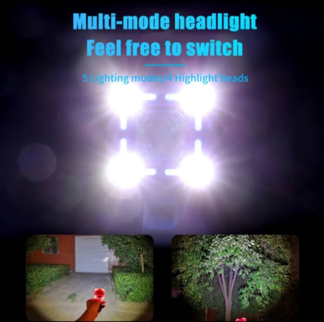 Picture of ওয়াটারপ্রুফ usb চার্জিং-সাইকেল অ্যাক্সেসোরিজ সহ হর্ন 4 led 1200mah বৈদ্যুতিক হর্ন বাইক ডিপার লাইট - cycle light