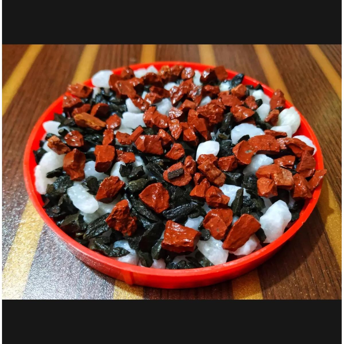 Picture of 1Kg White, Black & Red Mixed Color Stone or Aquarium, Rock Gardens, Cactus Pot, Bamboo Plants, Bonsai Trees Decoration