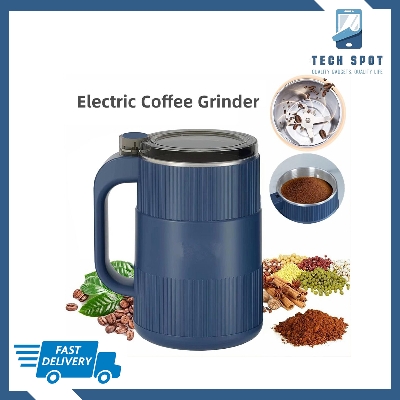 Picture of Grinder Household Small Powder Grinding Machine, Electric Mini Spice Grinder Add 5 Blades 304 Stainless Steel Grinding Fine Powder for All Kinds of Grains, Condiments, Coffee Beans (Blue)