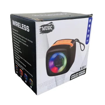 Picture of Wireless Portable Rechargeable Mini Disco Speaker X-911 with Bluetooth, FM Radio, AUX, TF Memory Card Reader and USB Pen Drive