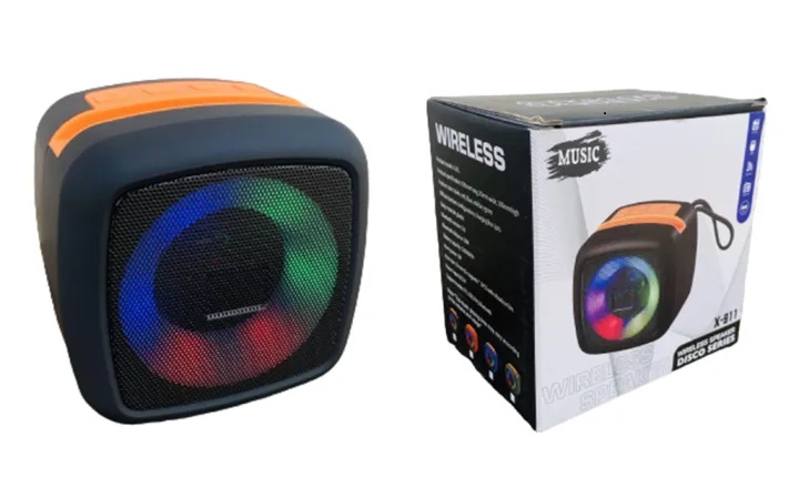 Picture of Wireless Portable Rechargeable Mini Disco Speaker X-911 with Bluetooth, FM Radio, AUX, TF Memory Card Reader and USB Pen Drive
