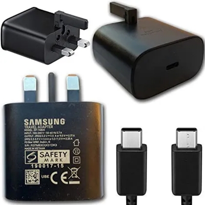 Picture of Original Samsung Super fast charger 25W PD Adapter Type C Charging Cables UK Adapter 3pin USB C To C Cable For Samsung-With Warranty
