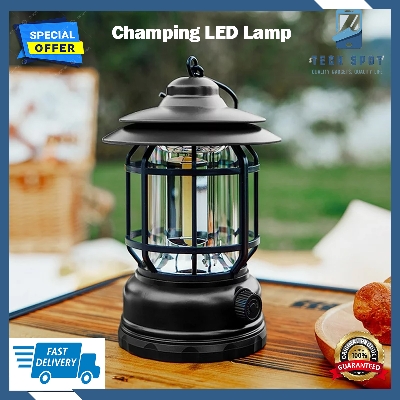 Picture of Camping Lamp Rechargeable Outdoor Camping Lamp Portable Atmosphere lamp rechargeable Adjustable light source retro LED Lamp