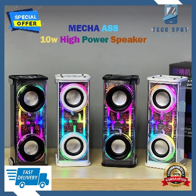 Picture of Macha A88 Transparent 10W Wireless Speaker Dual TWS Series Surround TF Card Double Horn RGB Lighting Mode Bluetooth Speaker