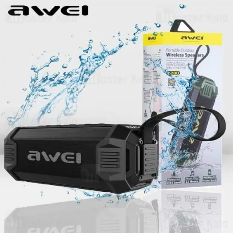 Picture of Awei Y280 Portable Bluetooth 5.0 Speaker Wireless Soundbox Outdoor Loud Subwoofer IPX4 Waterproof Speaker 12-Hour Play Time