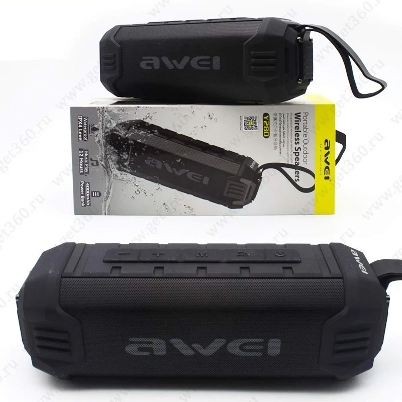 Picture of Awei Y280 Portable Bluetooth 5.0 Speaker Wireless Soundbox Outdoor Loud Subwoofer IPX4 Waterproof Speaker 12-Hour Play Time