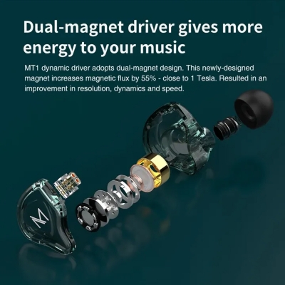 Picture of TRN MT1 10MM Dual Magnet Dynamic Driver Professional Grade In-Ear Monitor Earphone Transparent Earphone