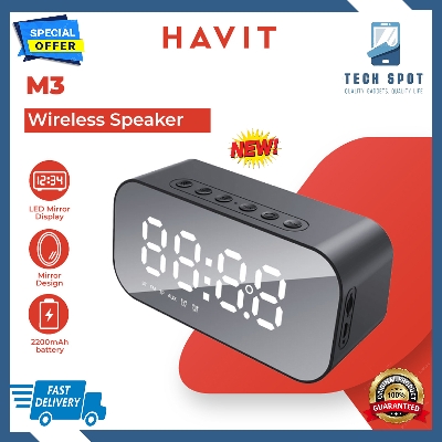 Picture of Havit Mx701/M3 Portable Bluetooth Speaker Alarm Clock Wireless Led Display Temperature With Fm Radio Support Aux Tf Usb Music Player - Speaker - Portable Table