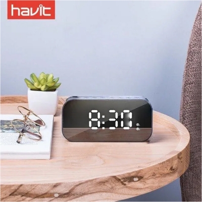 Picture of Havit Mx701/M3 Portable Bluetooth Speaker Alarm Clock Wireless Led Display Temperature With Fm Radio Support Aux Tf Usb Music Player - Speaker - Portable Table