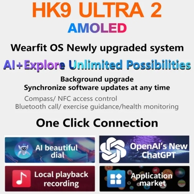 Picture of HK9 Ultra 2 AMOLED smartwatch OS10 2.1 2GB ROM ChatGPT NFC Lingdong Island AI Voice Local Music HK8 Upgrade Fitness Smartwatch