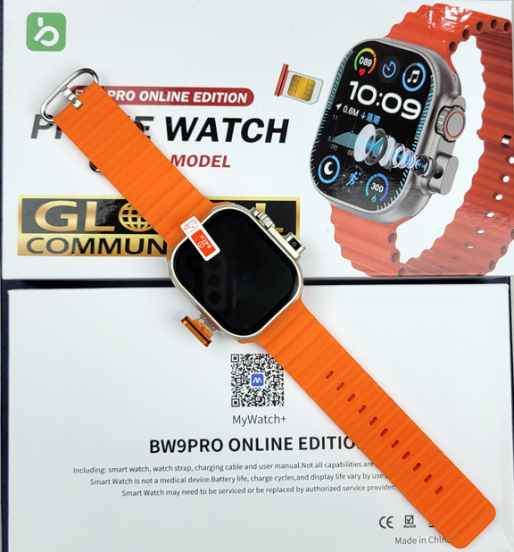 Picture of 2024 Sim Insert BW9- / Smart Barry SM401 -SIM Card Smartwatch +camera + Smart watch ultra 2.2 inch HD Display Smart watch Carbon Free pair strap Ultra max smart watch HD 2.2 inch full touch screen with set strap and wireless charger for men's and boy's