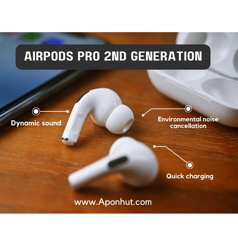 Picture of Original AirPods Pro 2nd Gen 100% ANC In Ear Noise Cancelling Dubai specials edition  Bluetooth Earbuds Black & White Colour