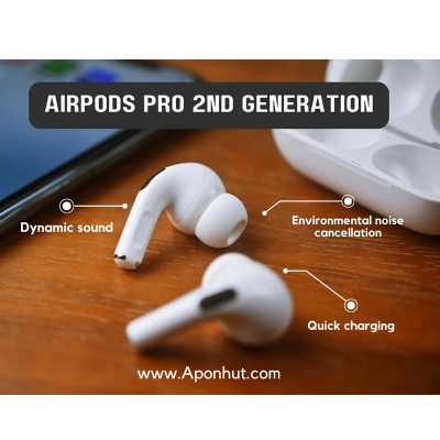 Picture of Original AirPods Pro 2nd Gen 100% ANC In Ear Noise Cancelling Dubai specials edition  Bluetooth Earbuds Black & White Colour