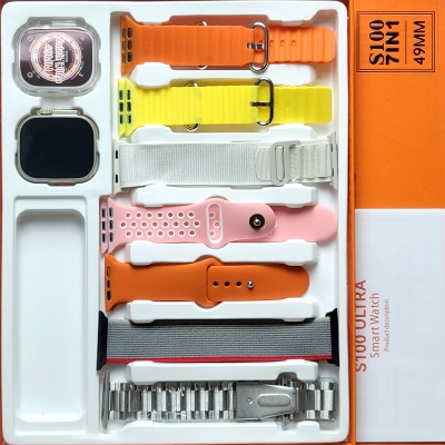 Picture of S100 Ultra 9 New Smart Watch 7 In 1 Straps 49mm Full Touch Screen Sport Fitness Watch Reloj Inteligente With Protective Case
